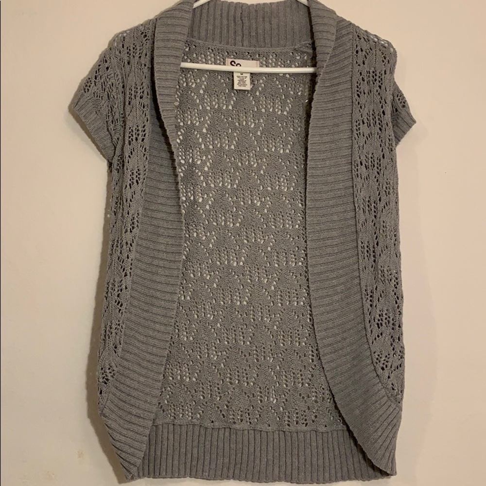 Gray Short Sleeve Cardigan